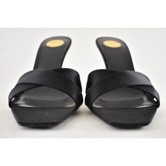Saint Laurent Opyum 85 Sandal Black Satin Gold YSL Heel Backless Mule Pump 39.5 - Picture 10 of 16